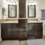 Skyline Homes Westridge 1218CT Manufactured Home Master bathroom double vanity with drawer bank in center