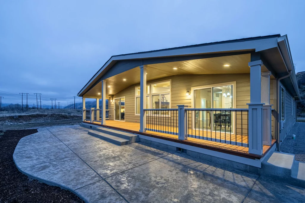 Exterior of Skyline Homes Westridge 1492CT Manufactured Home at Night