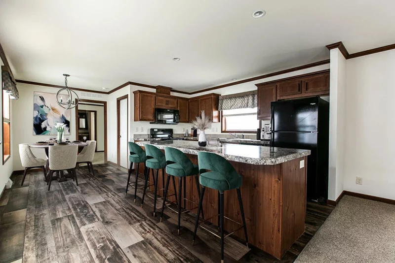 Light wash, faux hardwood installed in a custom manufactured home in Coos Bay Oregon