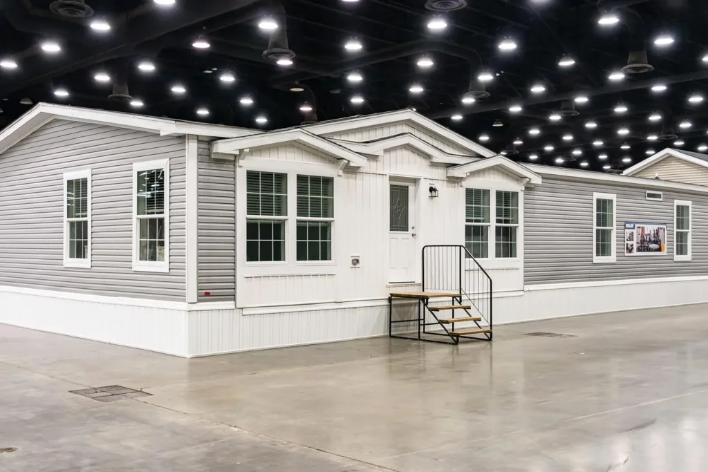 The exterior of a manufactured home, showing the concept of how manufactured homes are built